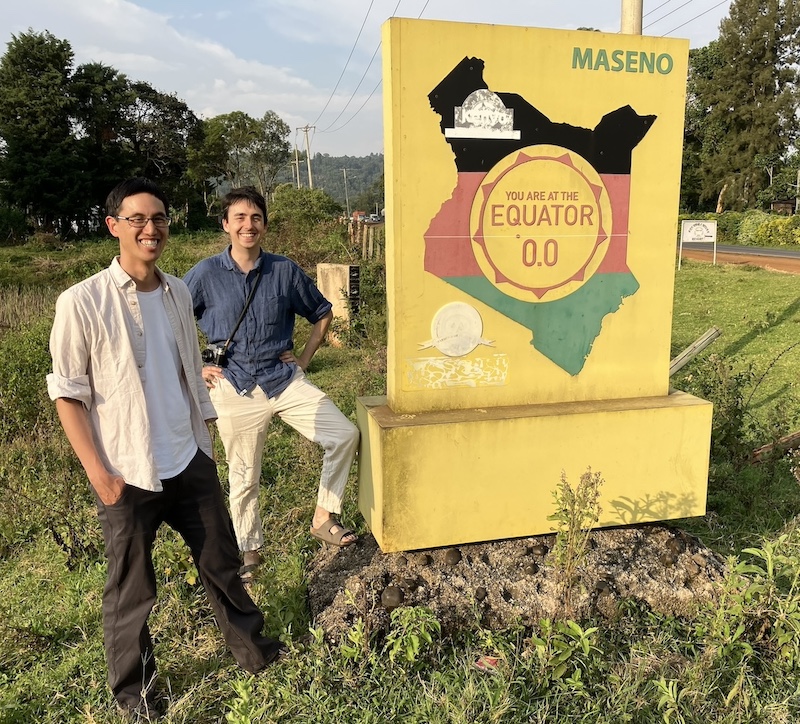 Brendan and myself at the equator near Kisumu, with me in the northern hemisphere and Brendan in the southern